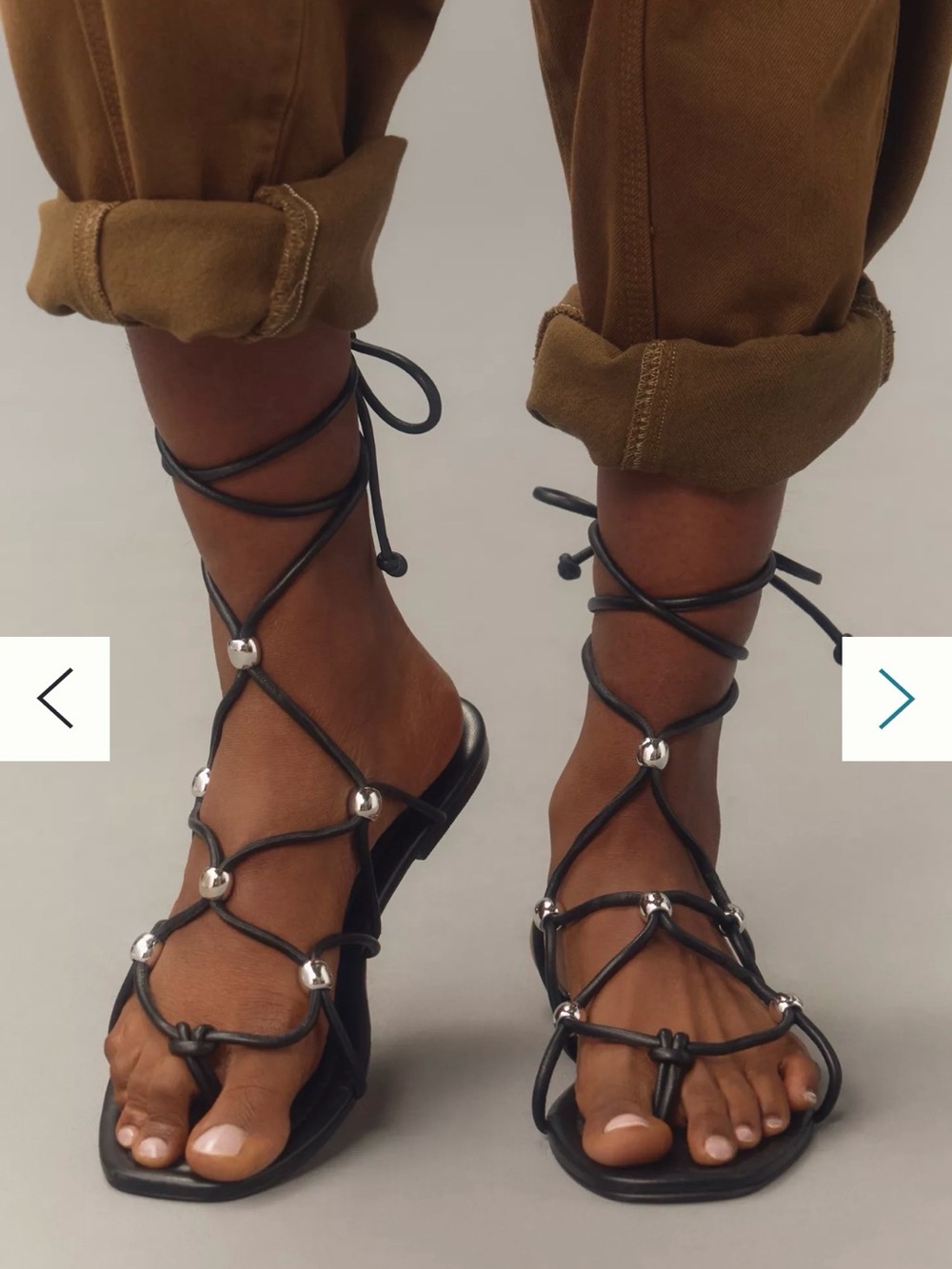 By Anthropologie Embellished Tie-Up Sandals